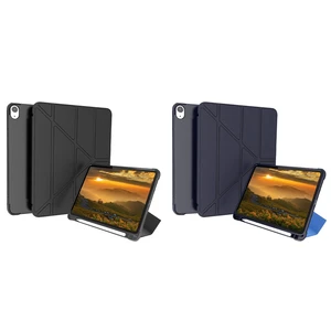 2pcs tablet case for ipad air4 10 9 inch silicone anti drop tablet protection case with pen slotdark blue black free global shipping
