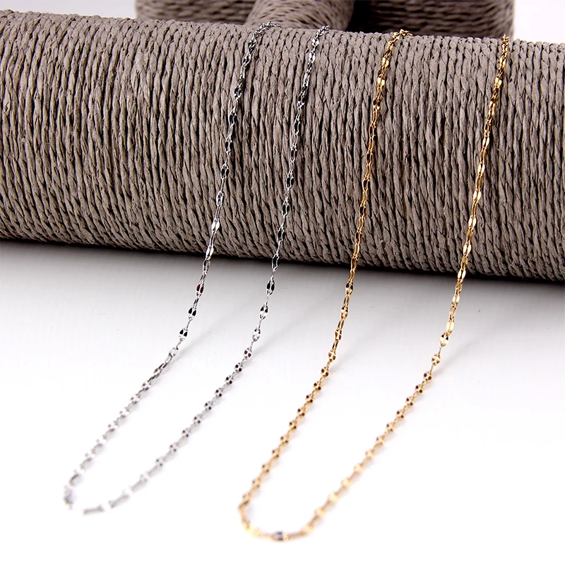 

SUQI 5pc Gold 316L Stainless Steel 2mm Link Chain Necklace 35 40 45 50 55CM Long lip Chain Lobster Clasp collar Necklace women