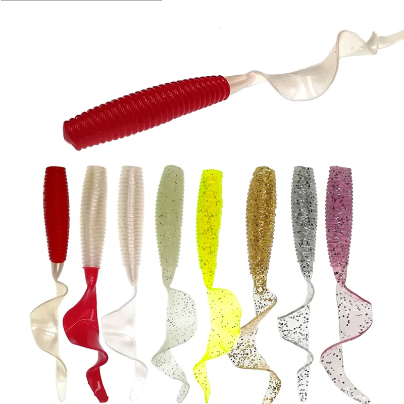 

10Pcs Fishing Lure soft bait 55/65/75/85mm Worms Artificial Silicone Fishing Lure with Salt Smell Carp Bass Pesca Fishing Takcle