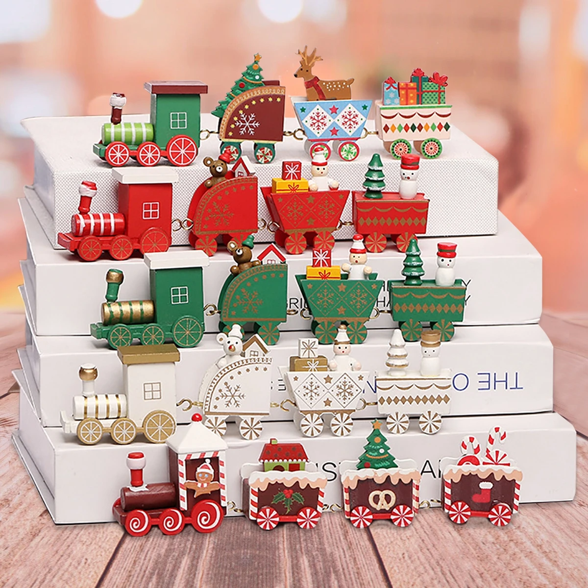 

Christmas Wooden Train Festive Ornament Santa Claus Snowman Xmas Home Decor Gift for Kids Baby Christmas Toys Xmas Decoration