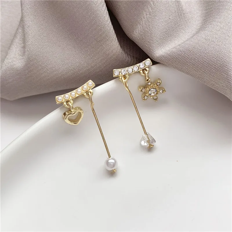 2 шт./компл. женские серьги элегантные жемчужные в форме сердца персикового цвета