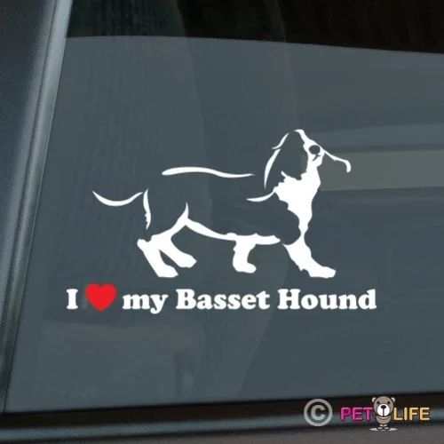 Наклейки с надписью I Love My bассет Hound|Наклейки на автомобиль| |