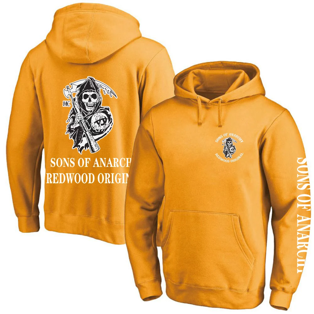 Горячая Распродажа Sons Of анархии мужские однотонные повседневные толстовки в