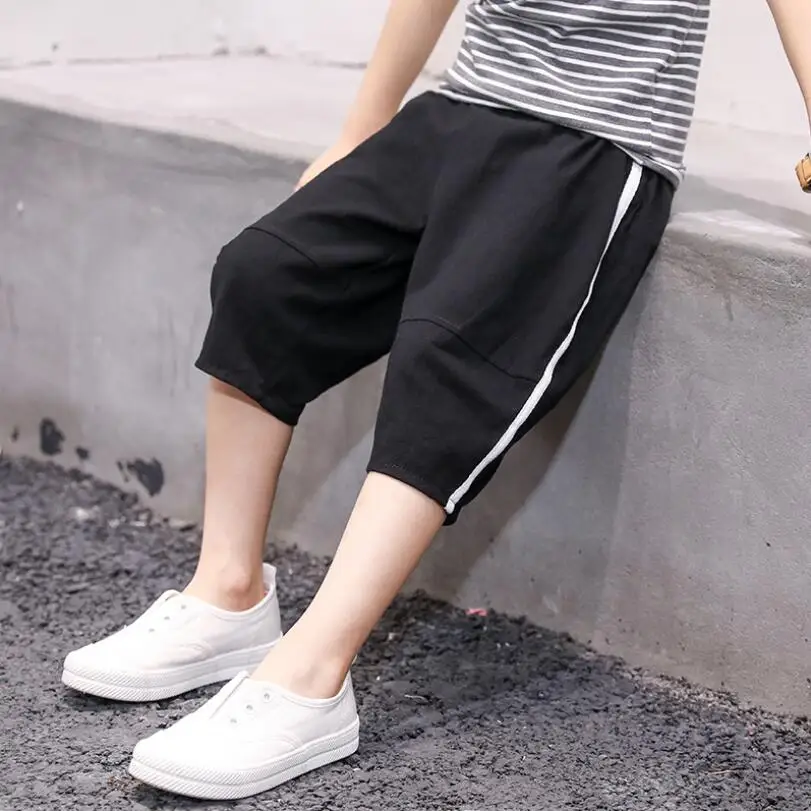 Детские брюки для мальчиков хлопковые короткие штаны летние тонкие Пляжные