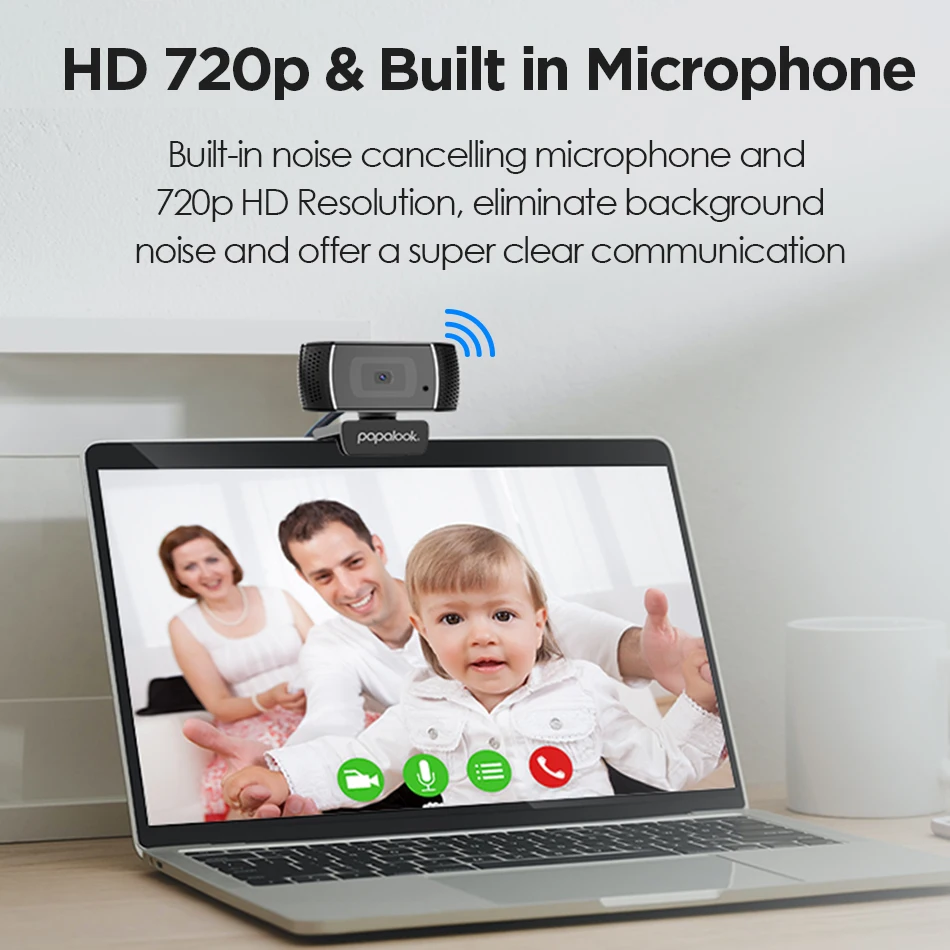 Веб камера PAPALOOK PA327 Full HD встроенный микрофон веб автоматический светильник
