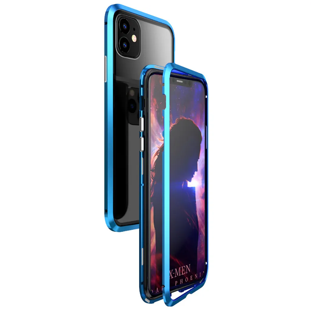 Магнитный металлический бампер односторонний стеклянный чехол для iPhone 11