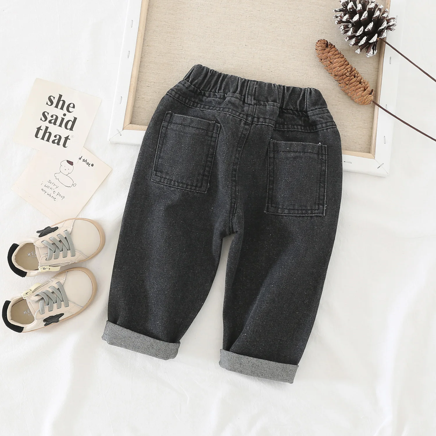 Джинсы WLG детские джинсы синие черные модные брюки весна осень универсальные