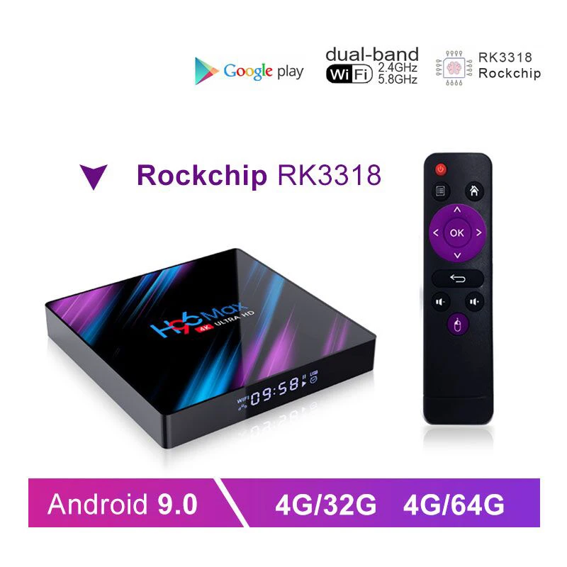 ТВ коробка H96 Max Android 9 0 Smart Декодер каналов кабельного телевидения компьютерной