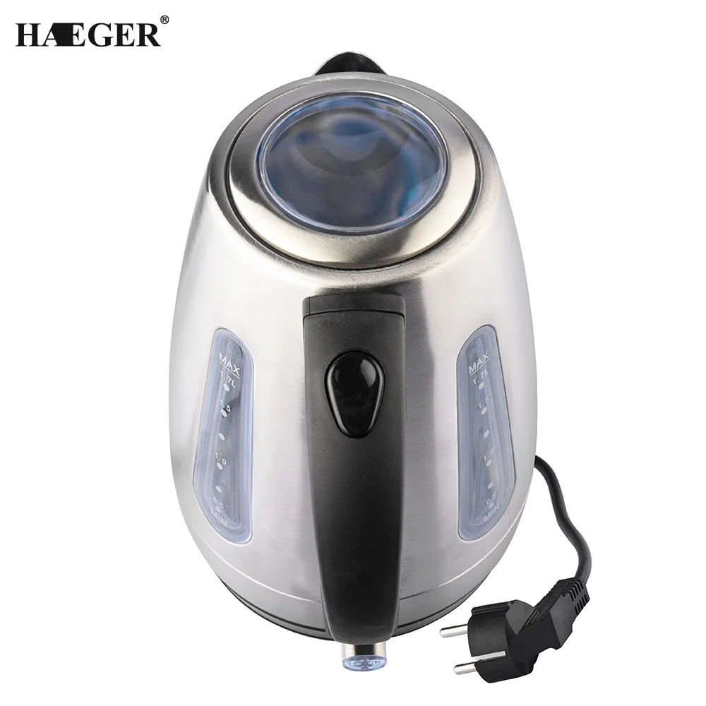 

Электрический чайник для чая, водонагреватель и нагреватель, 1,7 л, беспроводной, автоматическое отключение и защита от кипячения, нержавеющ...