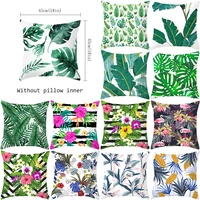 decorative cushions for sofa green leaves pillowcase print for sofa polyester square home decoration coussin