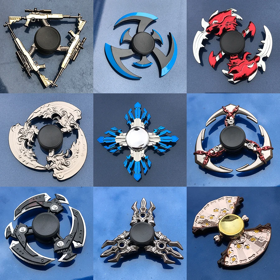 Цинковый сплав Fidget Spinner металл Tri ручной Спиннер Finger Focus игрушка гладкая