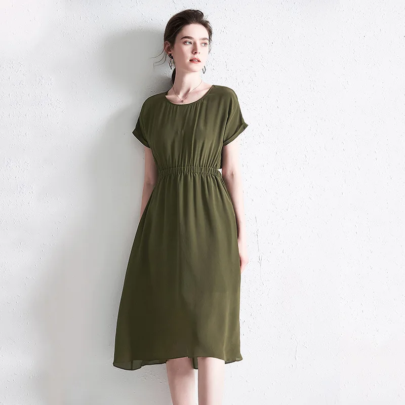 

Women Silk 2020 200% Elegant Beach Red Dress Midi Sexy Party Dresses Korean High Quality Vestidos De Verano Fsz-22025 KJ