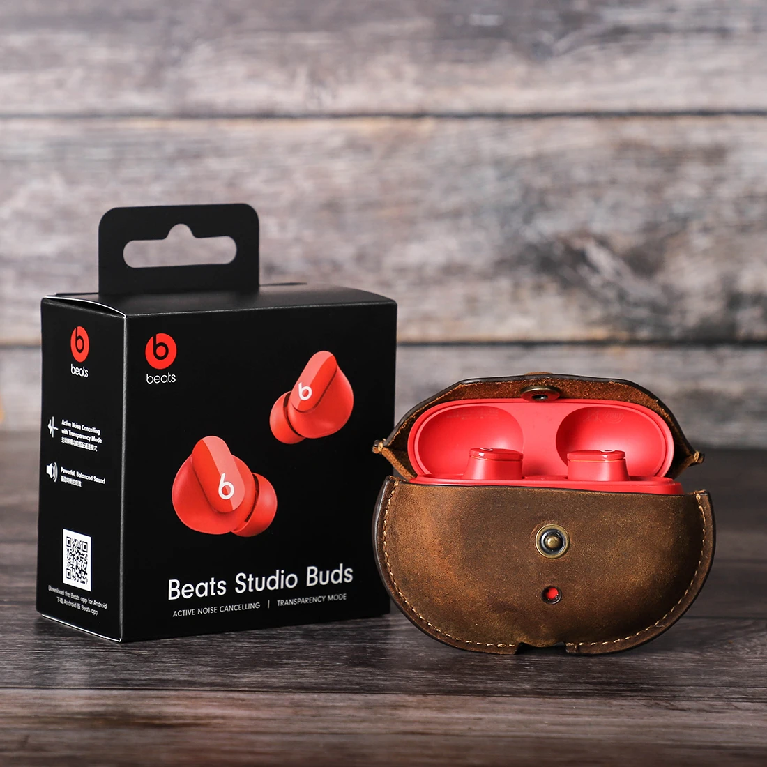 Защитный кожаный чехол для семьи Contact's Beats Studio Buds Роскошный наушников с брелком