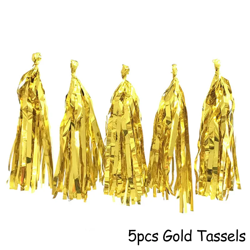 5pcs Tassels Фоторамка с новогодним декором воздушные шары из фольги новогодние Вечерние Декорации шариковые шары с цифрами - Цвет: 5pcs Tassels