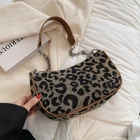 elegant leopard shoulder underarm crossbody messenger bag for women 2021 winter fashion simple designer chain purses handbags