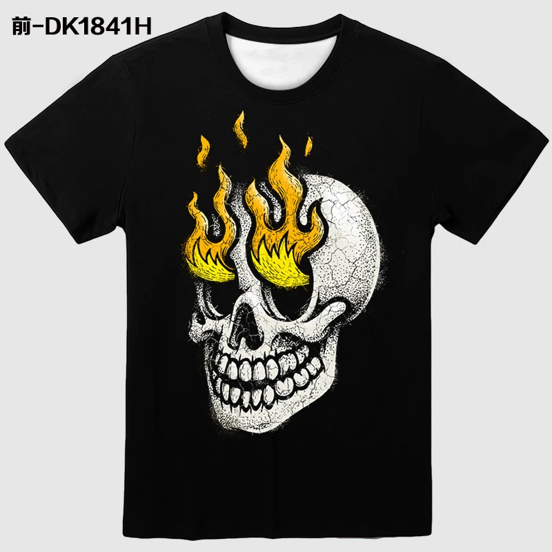 Летняя новая футболка с 3D принтом головы черепа для мужчин и женщин модная