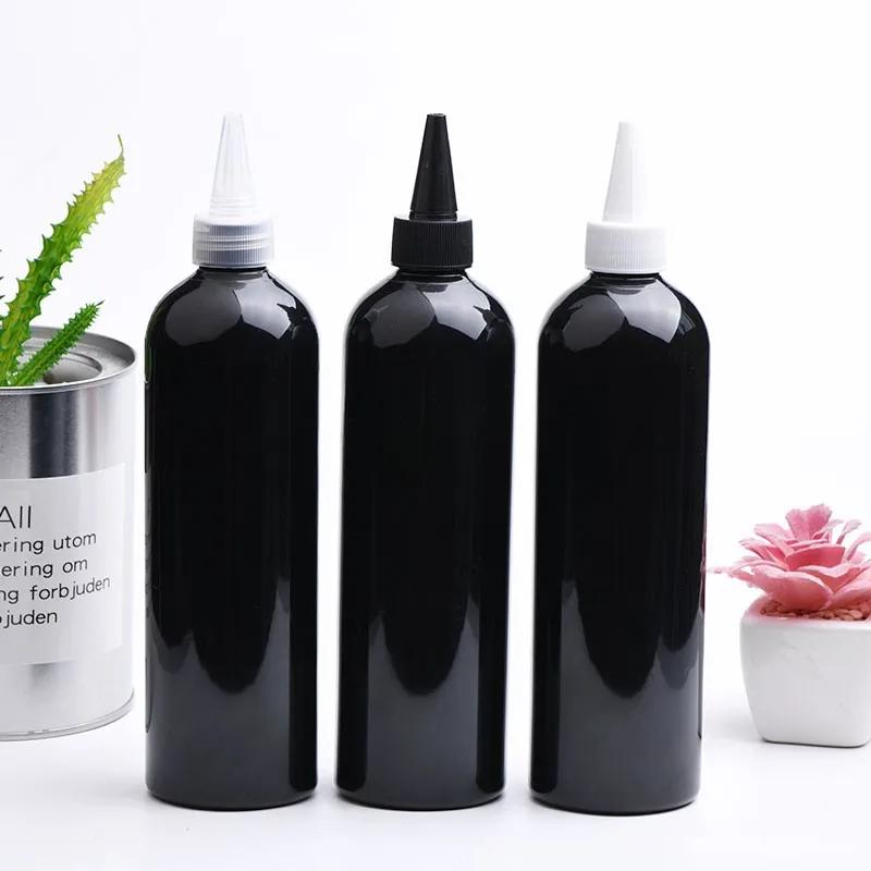 18 шт 400 мл пустые жидкий Пластиковый черный контейнер с заостренным носком кепки