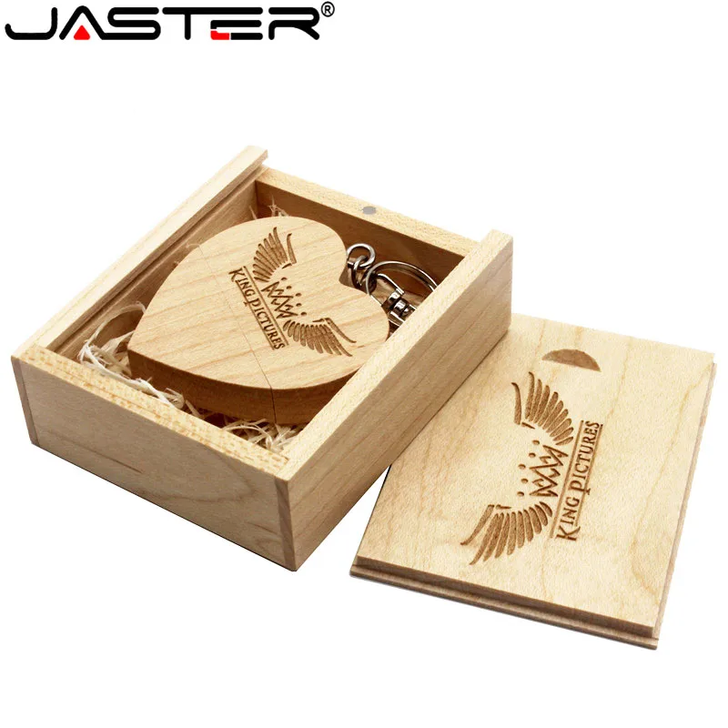 JASTER USB 2,0, Usb флеш-накопитель с деревянным сердцем, карта памяти, 4 ГБ, 8 ГБ, 16 ГБ, 32 ГБ, логотип компании, выгравированный u-диск, Пользовательский логотип, Usb флеш-накопитель