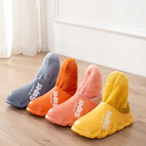 Winter Womens Closed Slippers Men Thick Warm Shoes Waterproof Couples Non-Slip Plush Cotton Indoor Outdoor Cozy Home Slippers