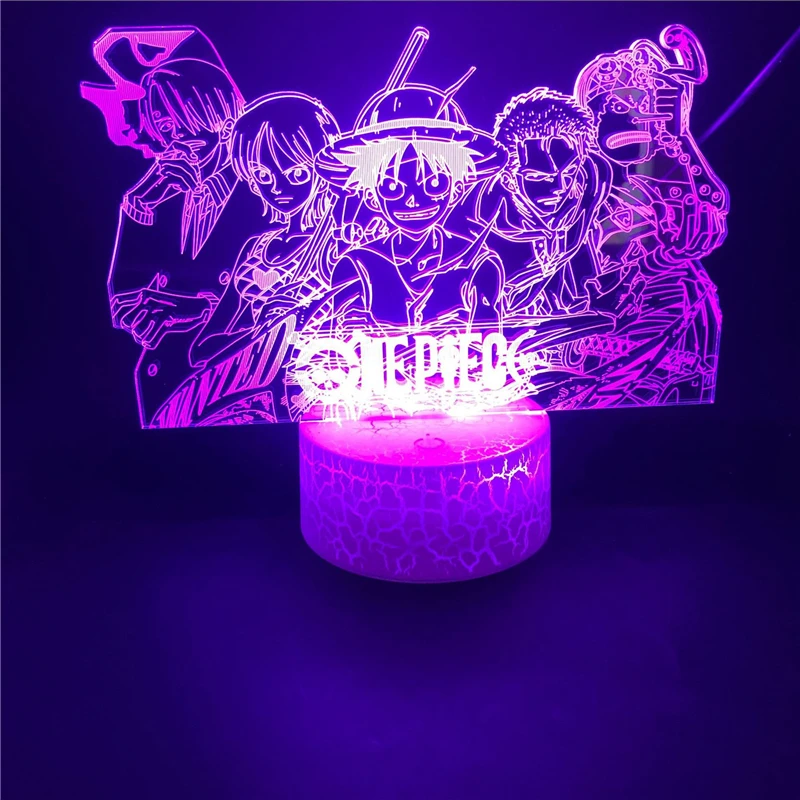 Цельнокроеный ночник Luffy Sanji Zoro Nami 3D светодиодсветодиодный иллюзионная