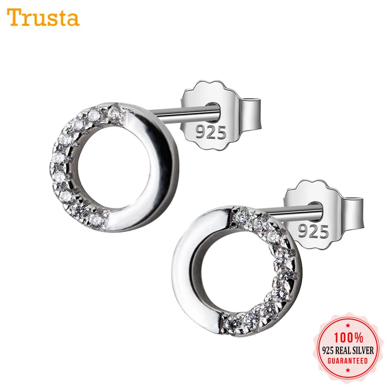 Trustdavis 925 пробы серебряные женские ювелирные изделия Модные полые круглые CZ серьги-гвоздики подарок для школьниц подростков леди DA82
