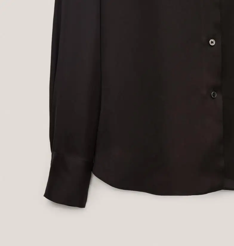 

Spring 2021 Early New Classic Long-sleeved Lapel Single-breasted Black Elegant Casual Shirt for Women