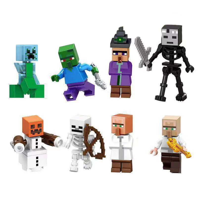 8Pcs Block B009 Горячие продажи зомби мой мир Супер Герои Ходячие мертвецы строительные блоки город фигурки Дракон Шахта Wrold Кирпичи игрушки для детей подарок - Цвет: 8Pcs Block B009