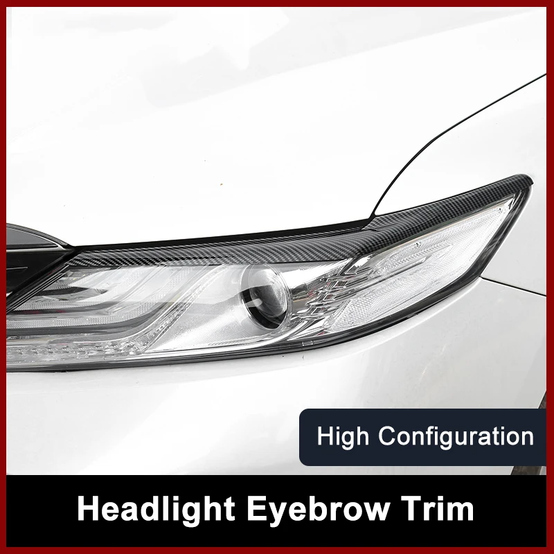 

QHCP 1Pair Black Front Headlights Eyebrow Eyelids ABS Trim Cover Decoration Exterior Car Styling For Toyota Camry 2018 2019