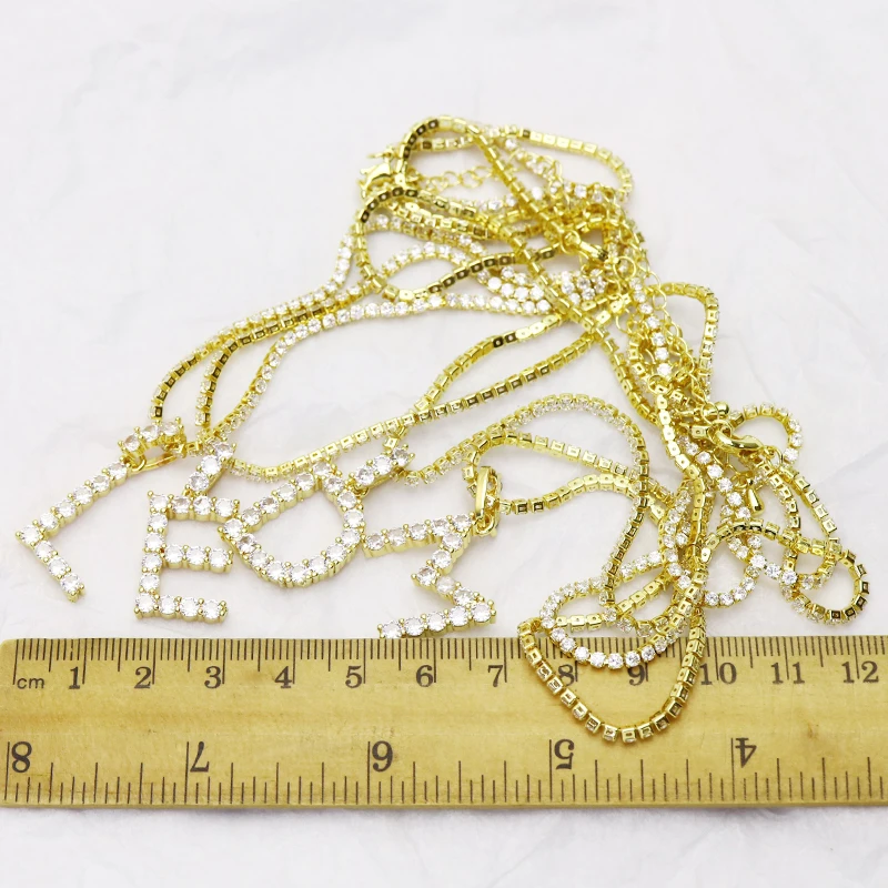 

10 Pcs Fashion Alphabets pendants letters necklace Zirconia letter jewelry accessories letters charm jewelry for women 51526