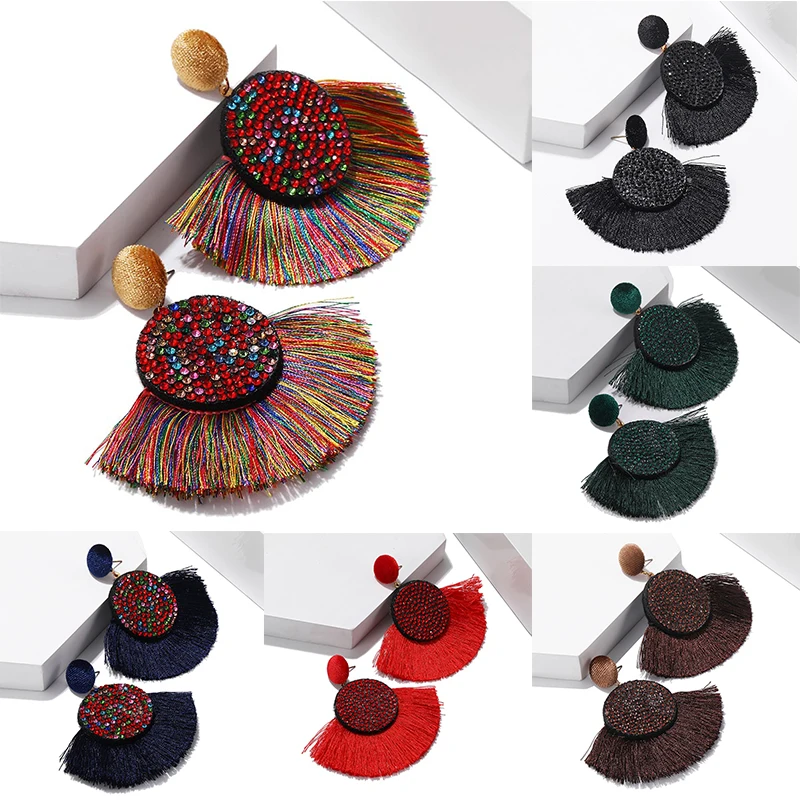 2019 новая богемная кисточка серьги большие преувеличенные винтажные этнические