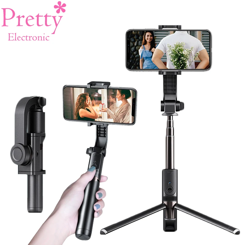 Bluetooth Handheld Gimbal Stabilizer Vlog Live Wireless Adjustable Selfie Stand for Smartphone Phone Foldable Selfie Stick