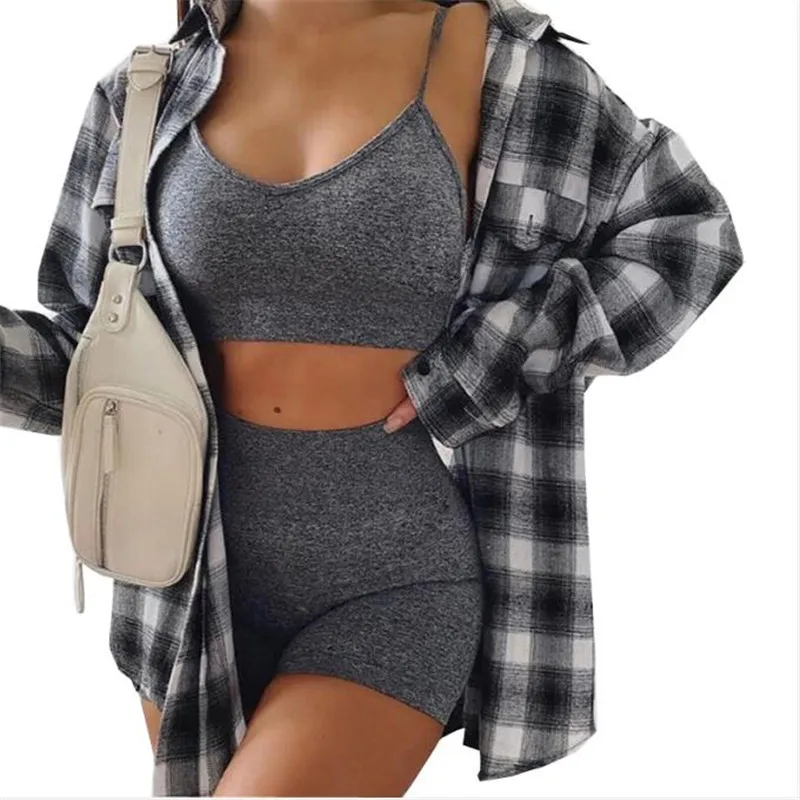 Women Summer Sleeveless Yoga Sets 2 Pcs Seamless Sport Suits Gym Clothes Fitness Tank Top High Waist Shorts Sportswear Female |