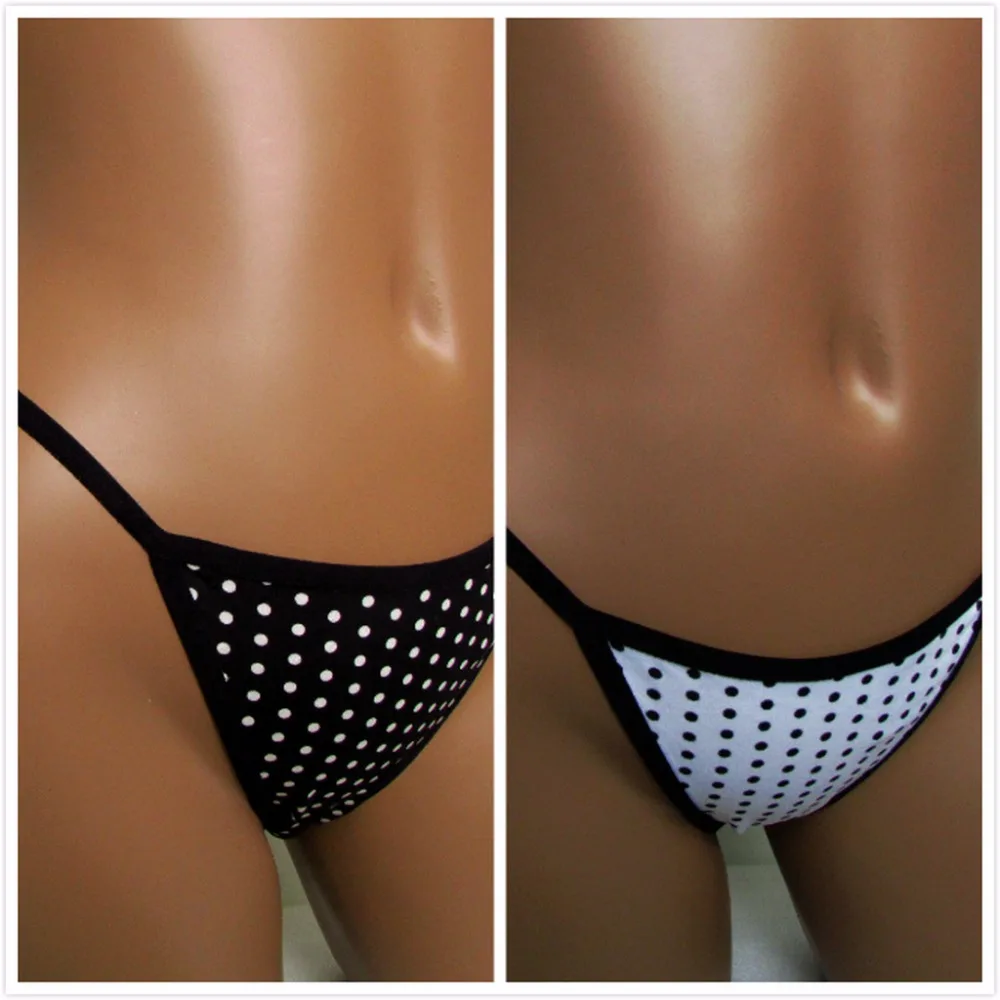 Для женщин трусики черно белые точки сексуальные стринги милые женские нижнее