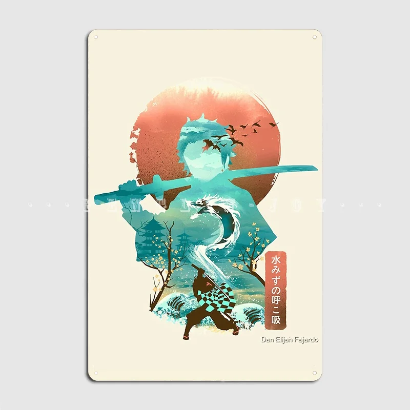 

Ukiyo E водяной постер, металлический плакат, клубный, домашний, паб, гараж, винтажная роспись, оловянный плакат