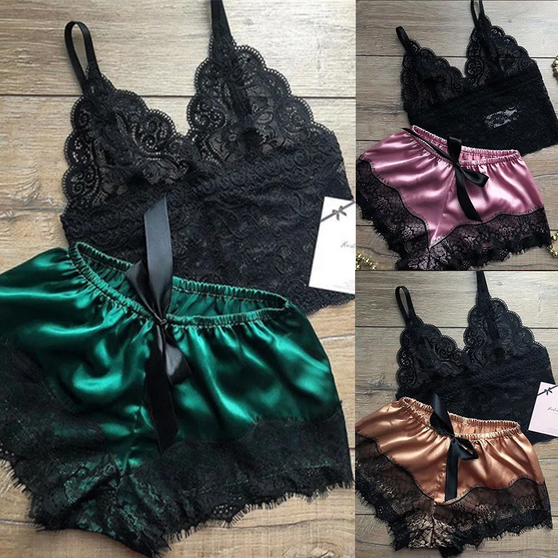 

1 Set Lace Sleepwear for Women Sexy Pjs Ladies Lingerie Tops Shorts Sets Babydoll Pajamas Nightwear S/M/L/XL/2XL/3XL New Color