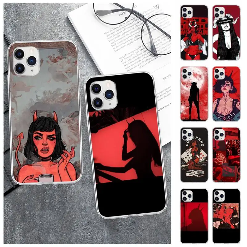 

Sexy Devil Woman Transparent Phone Case Cover For Xiaomi Redmi K30s Ultra Note 9s 9 Pro Max Mi 10 Lite 11 10T Pro