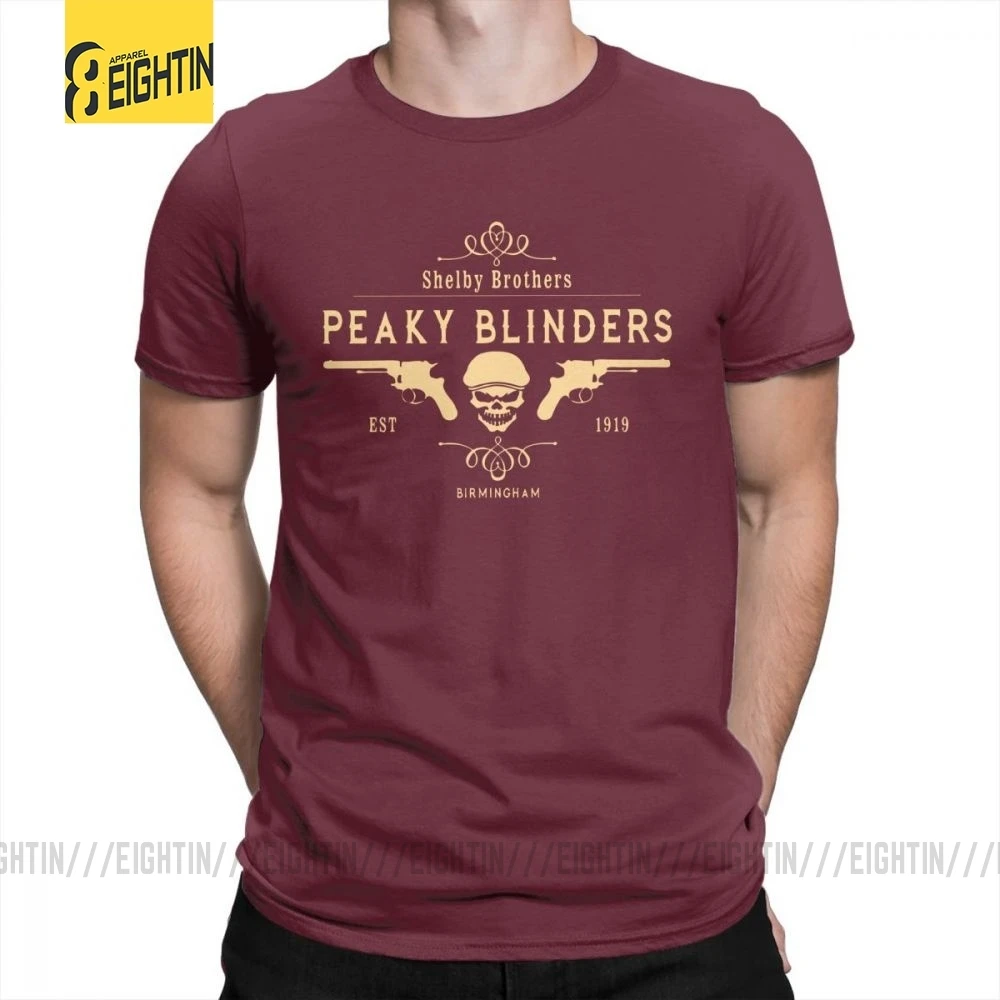 Burgundy Peaky Blinders, футболка, Shelby Brothers, новинка, круглый вырез, короткий рукав, мужские белые футболки, хлопок, потрясающая одежда - Цвет: Burgundy
