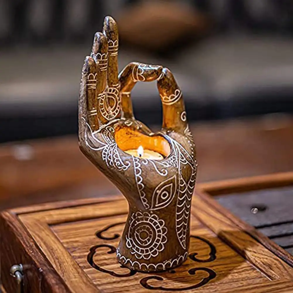 Delicate Decorative Candle Holder Resin Ok Posture Palm Hand Candle Rack Decoration For Friends