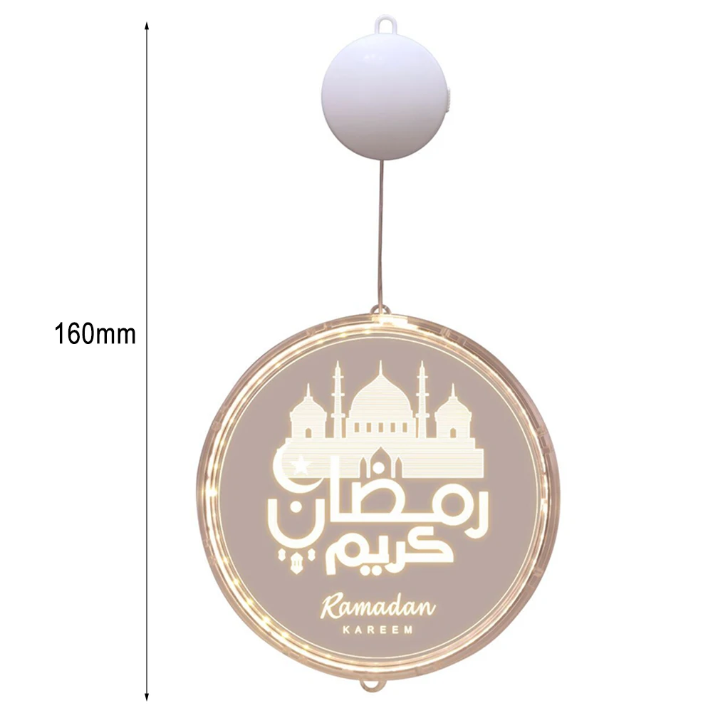 

3D Eid Mubarak Ramadan Atmosphere Lantern Lights Islam Muslim LED Hanging Window Modeling Night Lamp for Shop Party Home Decor