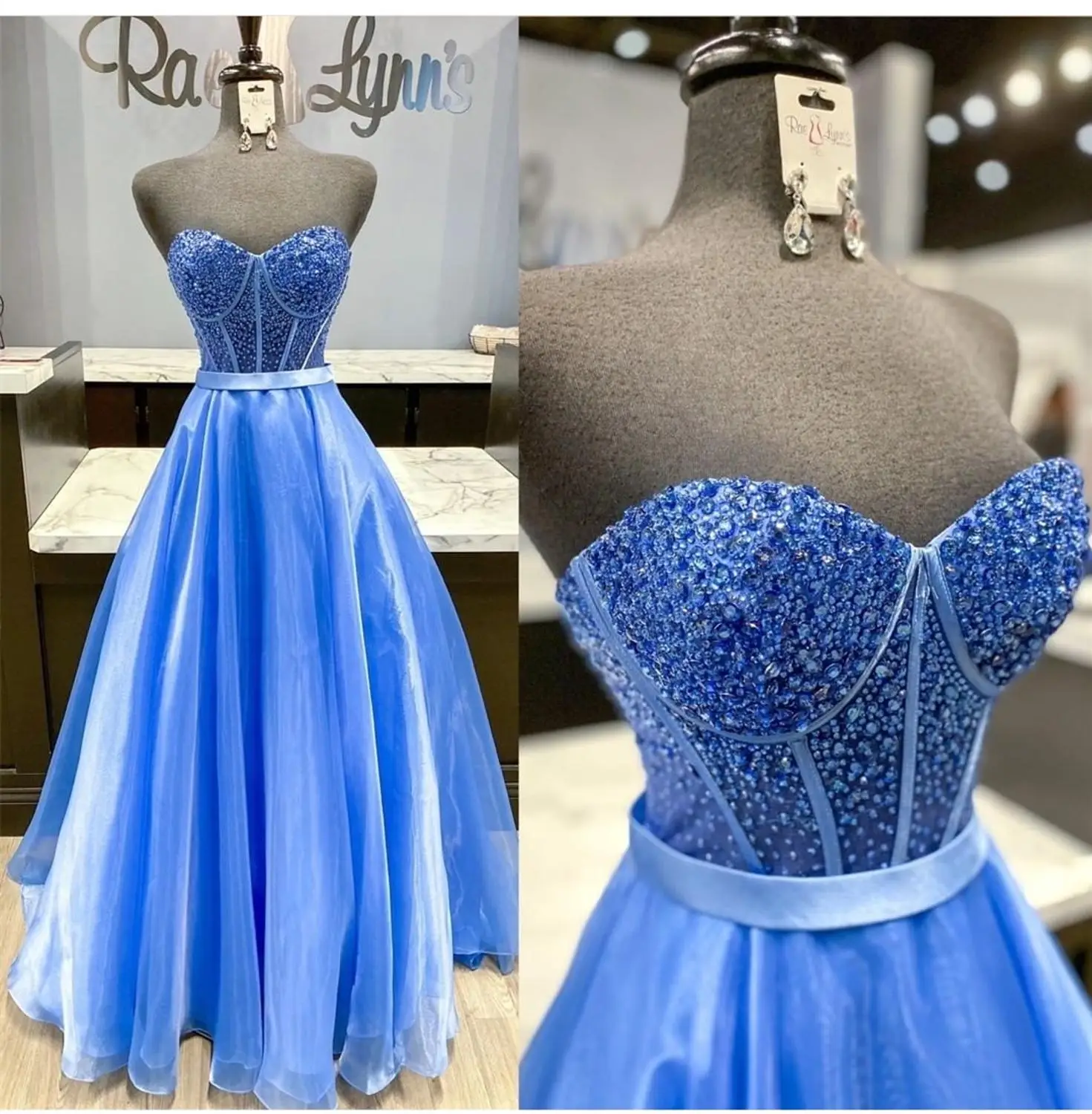 

2020 prom dress sweetheart blue floor length a-line women party gowns charming formal gowns crytal beading gorgeous robe de mari
