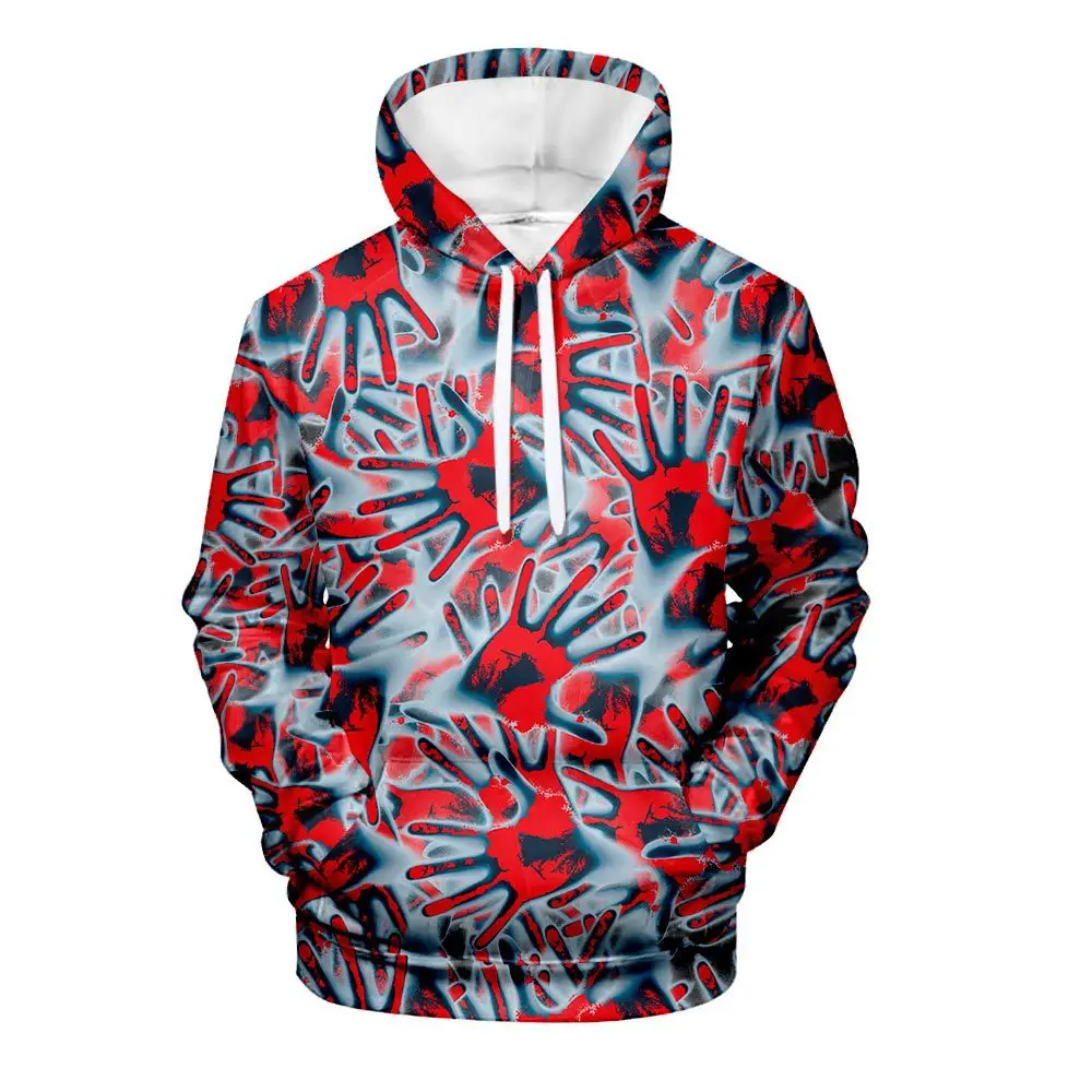 

New Product 3D Halloween Color Printing And Fleece Men's Pattern Hooded Jacket