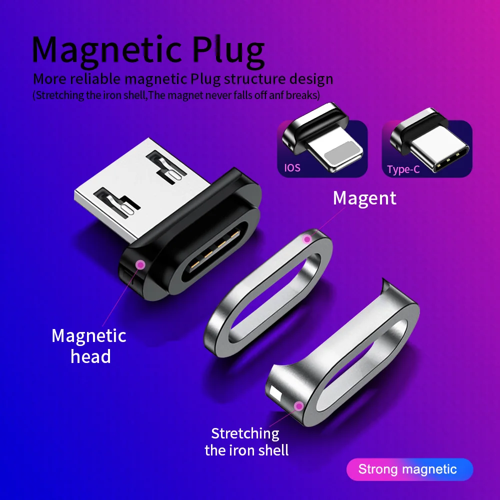 Магнитный кабель Micro USB для быстрой зарядки и передачи данных 3 А Samsung S7 Edge Redmi 6A 4X