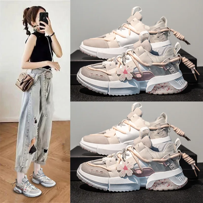 

Ladies Sneakers Fairy-tale Style Cherry Blossom Design Ladies Sneakers Light Shoes Ladies Rubber Platform Sports Running Shoes