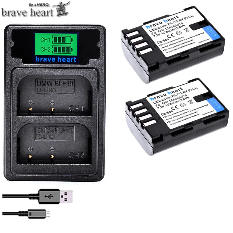 Акумуляторная батарея DMW-BLF19 BLF19 BLF19E BLF19e BLF19PP DMW-BLF19PP Батарея+ TYPE-C ЖК-дисплей USB Зарядное устройство для цифрового фотоаппарата Panasonic Lumix GH3 GH4 GH5 G9