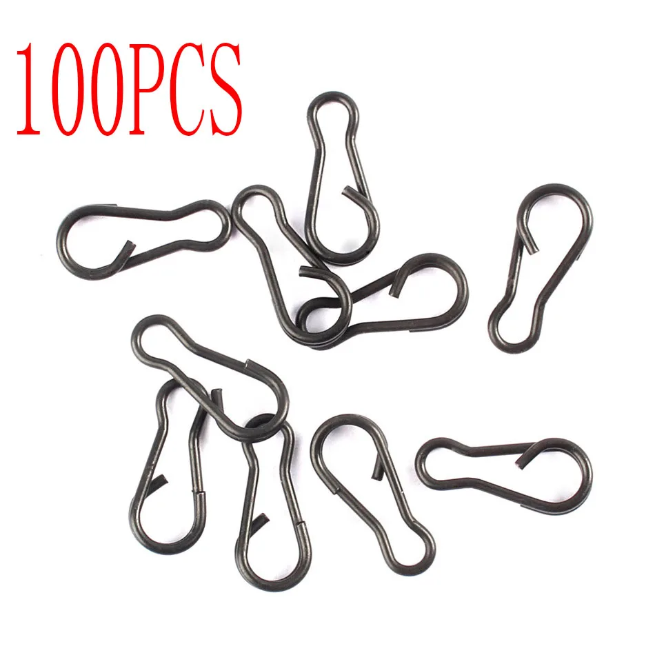 

100pcs Stainless Steel Gourd Snap Safety Fast Clip Lock Strong Pull Anti-corrosion Fishing Lure Rigs Connector Tackle