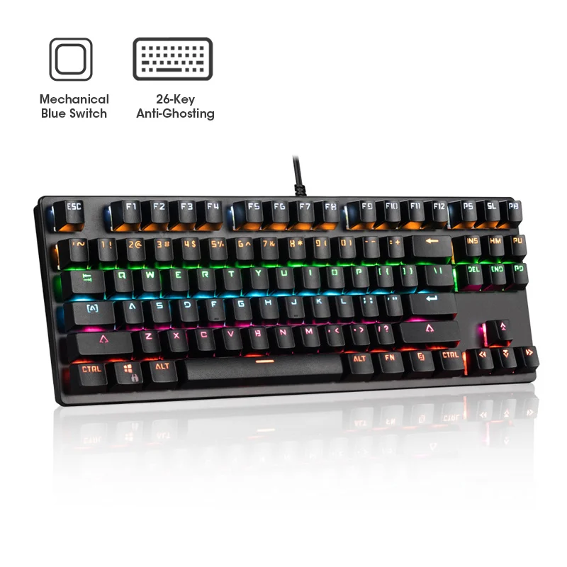

Mechanical Keyboard 87 Keys PC Gamer Wired USB Keyboards Blue Axis Switch RGB Gaming Competitive Computer Professional Keyboard