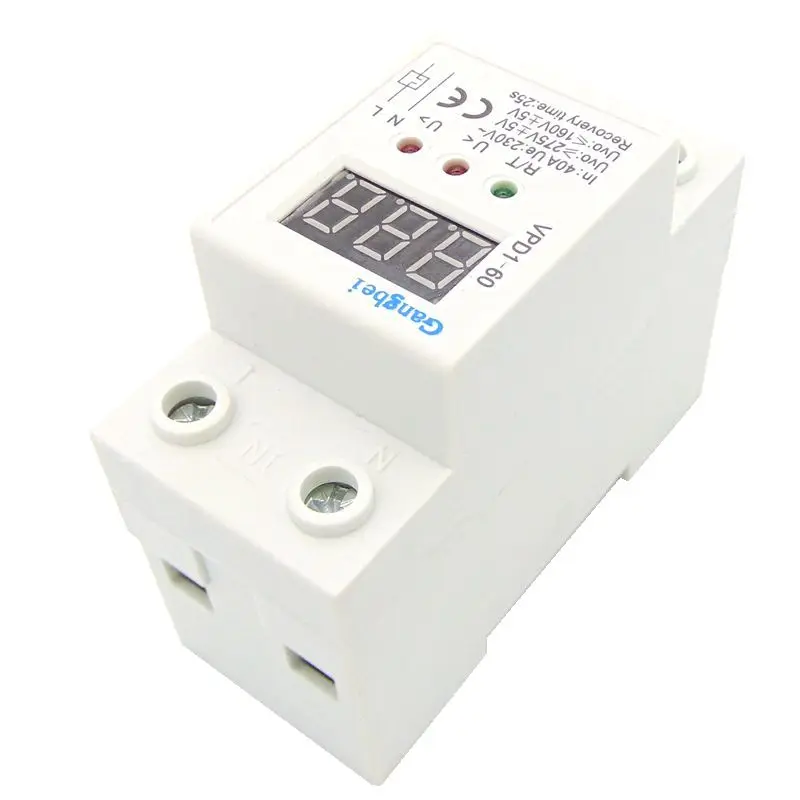 2P 40A 220V автоматическое переподключение от перенапряжения и защиты от перенапряжения защитное устройство реле с Вольтметр монитор напряжения