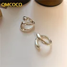 QMCOCO минималистичные серебряные кольца 925 для женщин модные креативные Асимметричные геометрические вечерние велирные изделия подарки на день рождения