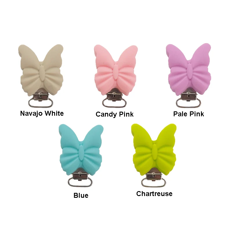 Chenkai-Pinzas de mariposa de silicona para beb&eacute;, mordedor de Animal bonito, chupete sin BPA, joyer&iacute;a de enfermer&iacute;a, accesorio de juguete, 50 Uds.-4