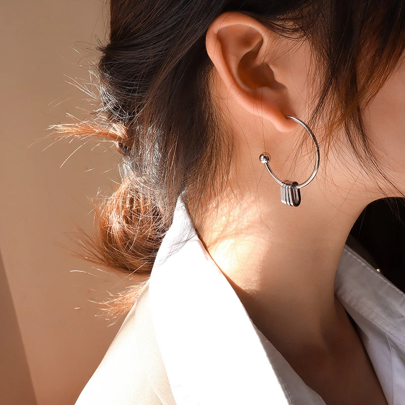 

European Style Stainless Steel Charm Earrings For Women Bohemian Jewelry 2020 New Designs Tassel Hoop Earrings Christmas Gift